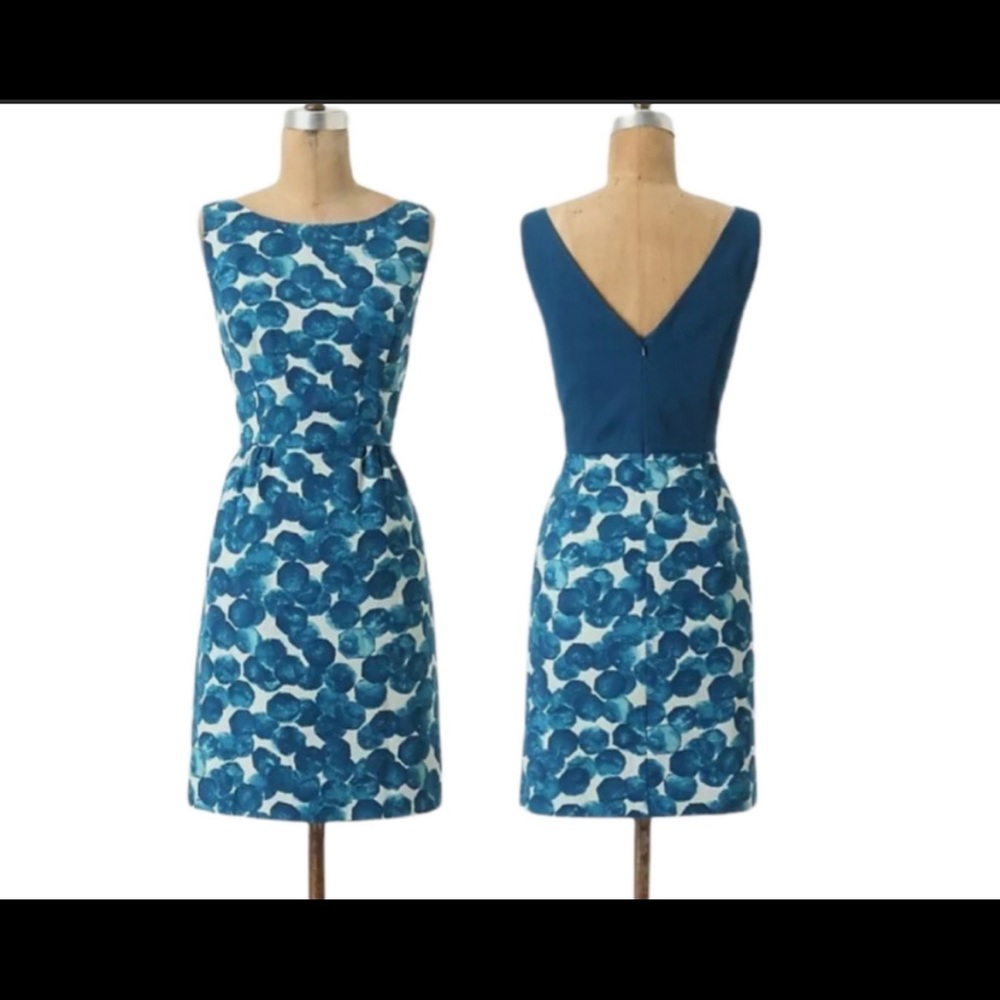 Watercolor Teal Blue Sleeveless Dress Sz 0